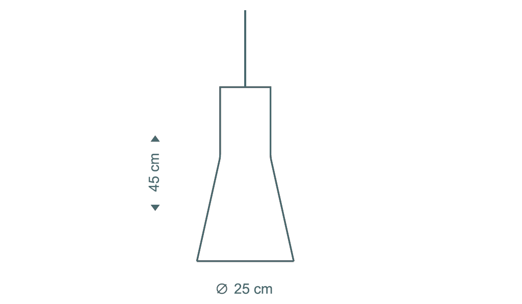 Die Secto Small 4201-Pendelleuchte ist 45 cm hoch und hat einen Durchmesser von 25 cm. 
