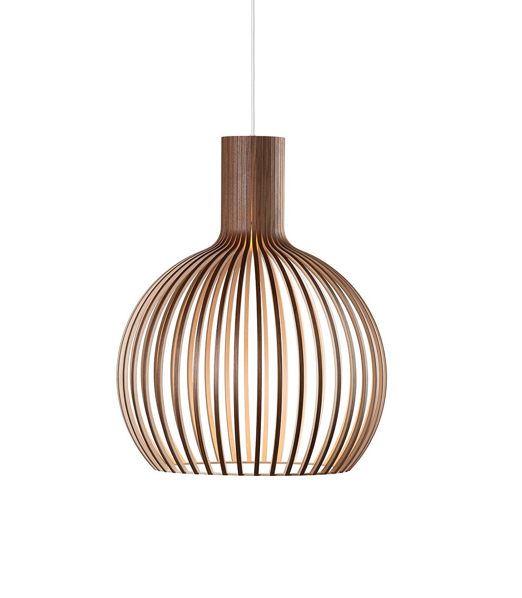 Octo Small 4241 pendant lamp is available in walnut veneer