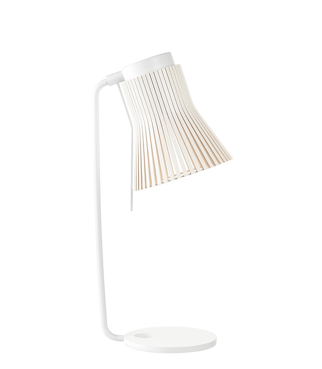 Petite 4620 table lamp is available in white laminated