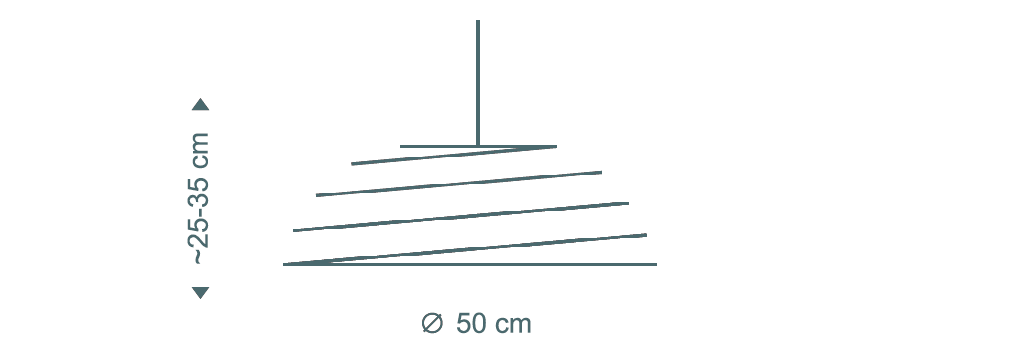 Die Aspiro 8000-Pendelleuchte von Secto Design ist 25–35 cm hoch und hat einen Durchmesser von 50 cm. 