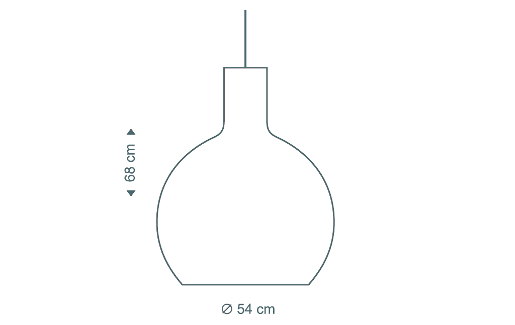 Die Octo 4240-Pendelleuchte von Secto Design ist 68 cm hoch und hat einen Durch-messer von 54 cm. 