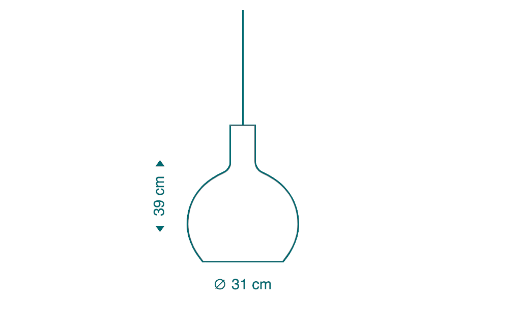 Die Octo Tre 4242-Pendelleuchte von Secto Design ist 39 cm hoch und hat einen Durchmesser von 31 cm.