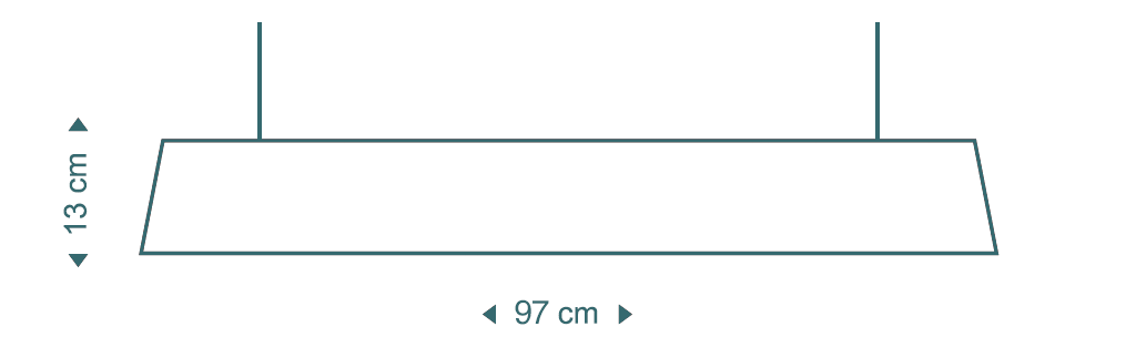 Die Owalo 7000-Pendelleuchte von Secto Design ist 13 cm hoch, 9 cm breit und 97 cm lang.