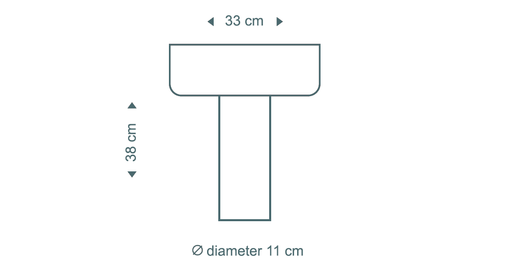 Die Teelo 8020-Tischleuchte von Secto Design ist 38 cm hoch, 33 cm breit und hat einen Durchmesser von 11 cm. 