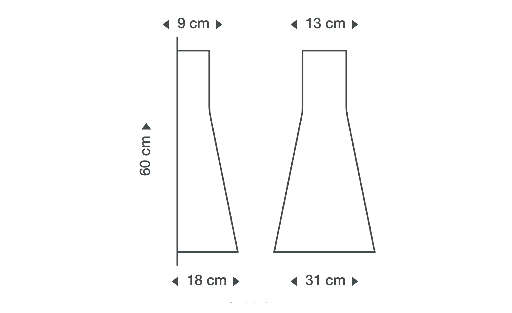 Die Secto 4230-Wandleuchte ist 60 cm hoch und hat einen Durchmesser von 30 cm.