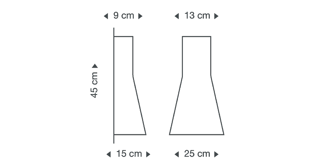 Die Secto Small 4231-Wandleuchte ist 45 cm hoch und hat einen Durchmesser von 25 cm.