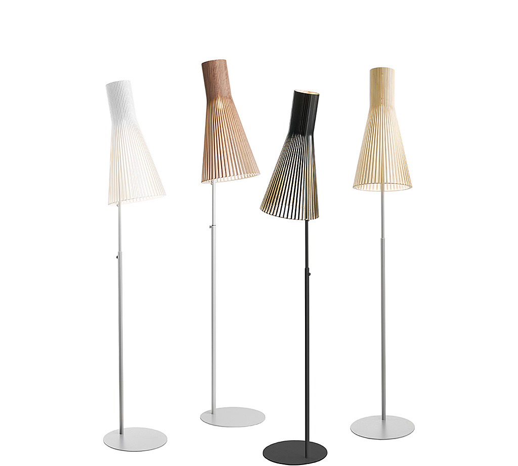Secto 4210 floor lamp is available in four colours: birch, walnut, black and white.