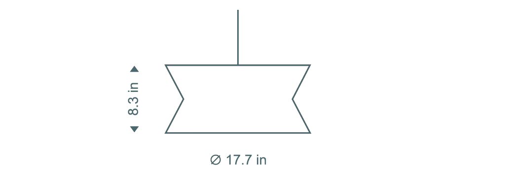 Secto Design Kontro 6000 pendant lamp is 8.3 in high and its diameter is 17.7 in.