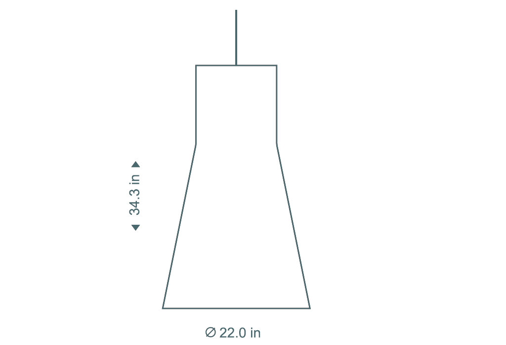 Secto Design Magnum 4202 pendant lamp is 87 cm high and its diameter is 56 cm.