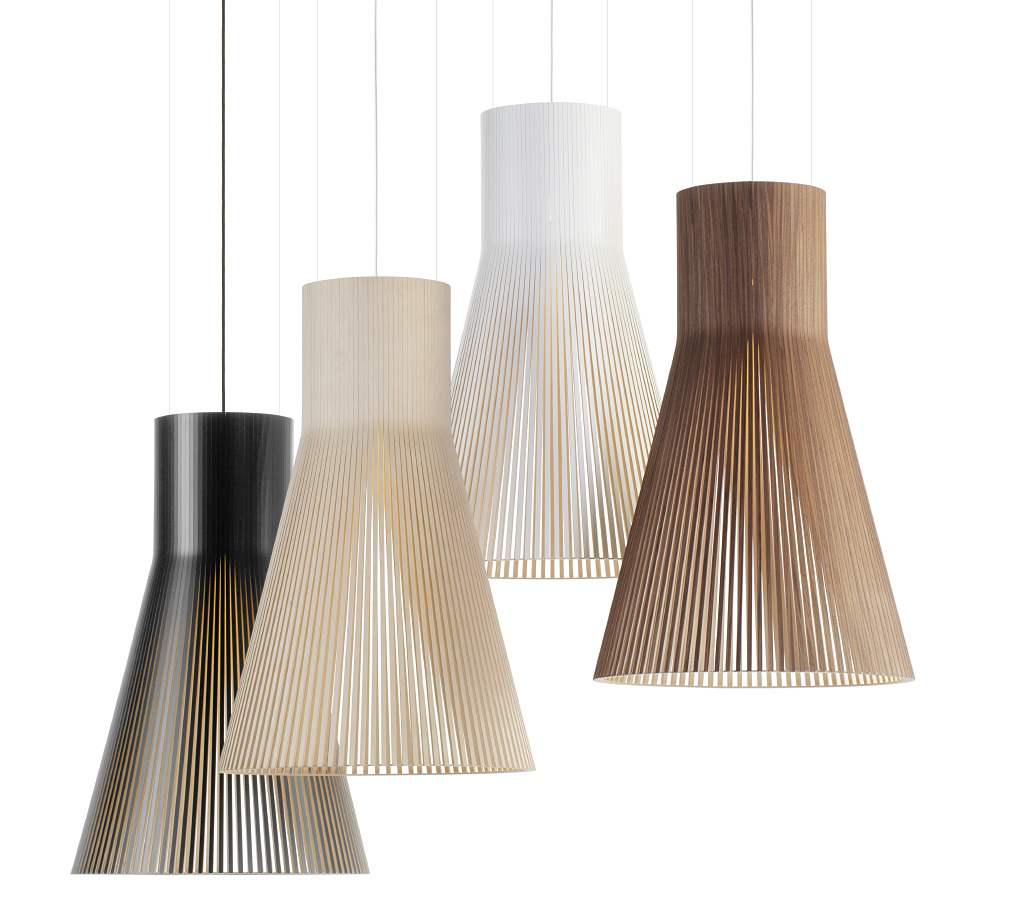 Secto Design Magnum 4202 pendant lamp is available in four colours: birch, walnut, black and white.