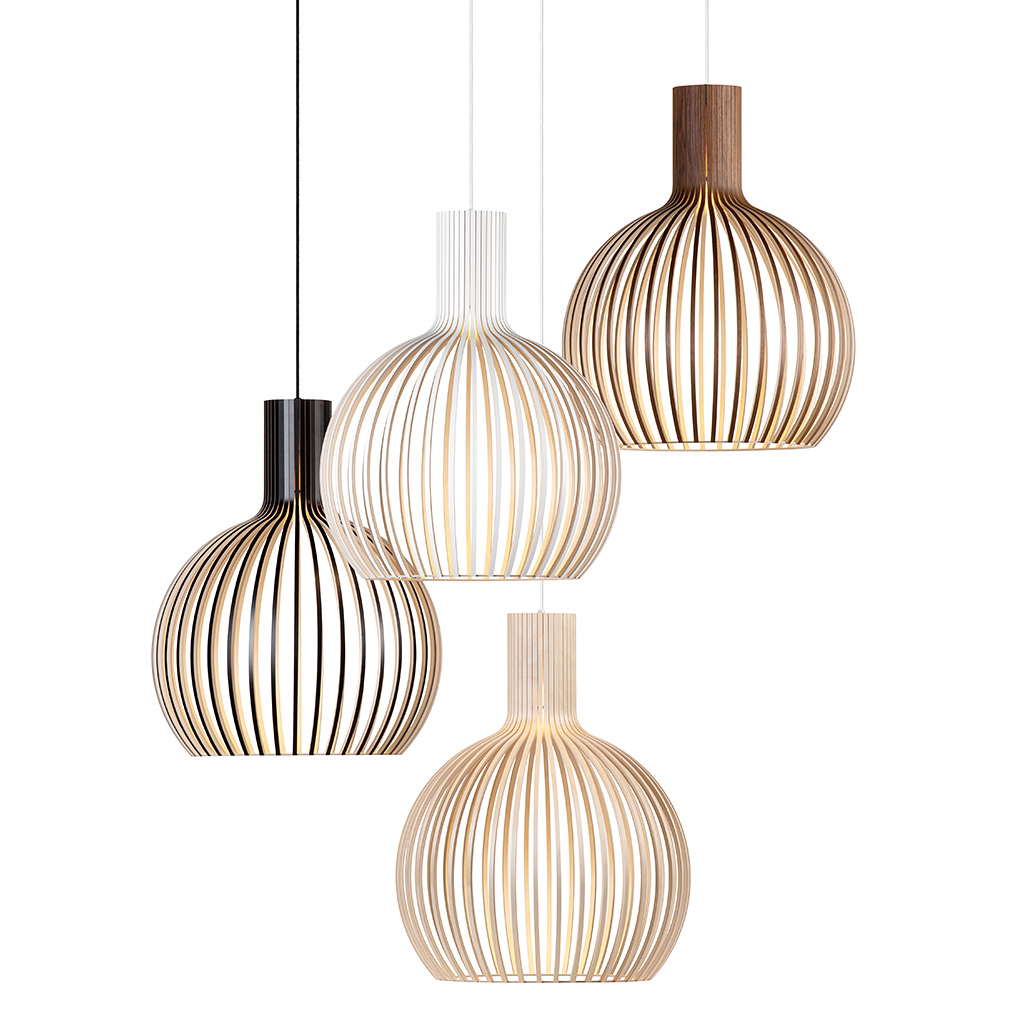 Secto Design Octo Small 4241 pendant lamp is available in four colours: birch, walnut, black and white.