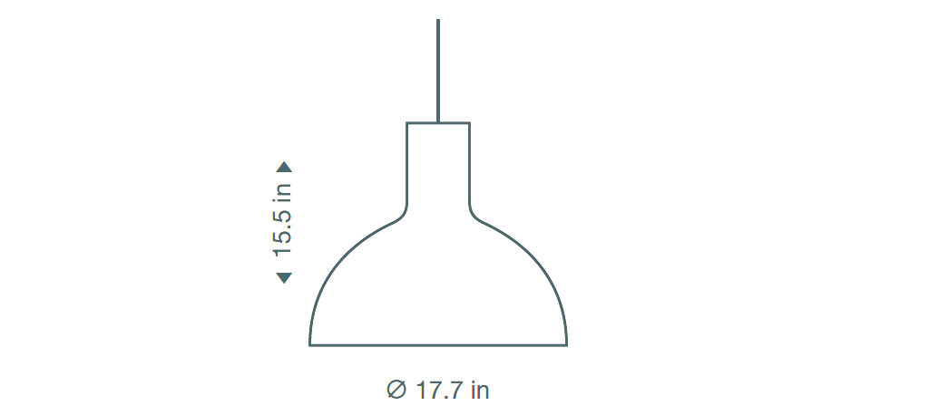 Secto Design Victo Small 4251 pendant lamp is 39 cm high and its diameter is 45 cm.