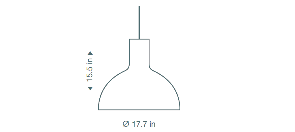 Secto Design Victo Small 4251 pendant lamp is 15.5 in high and its diameter is 17.7 in.
