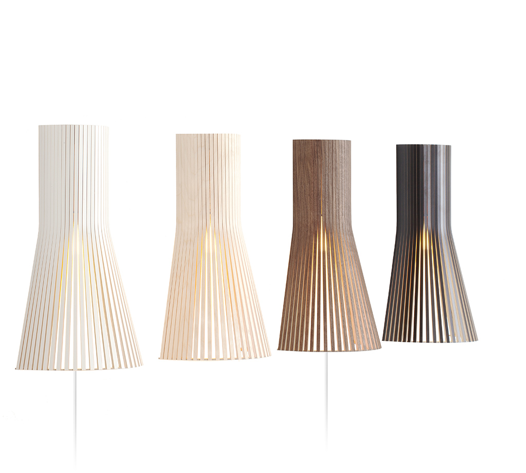 Secto Small 4231 wall lamp is available in four colours: birch, walnut, black and white.