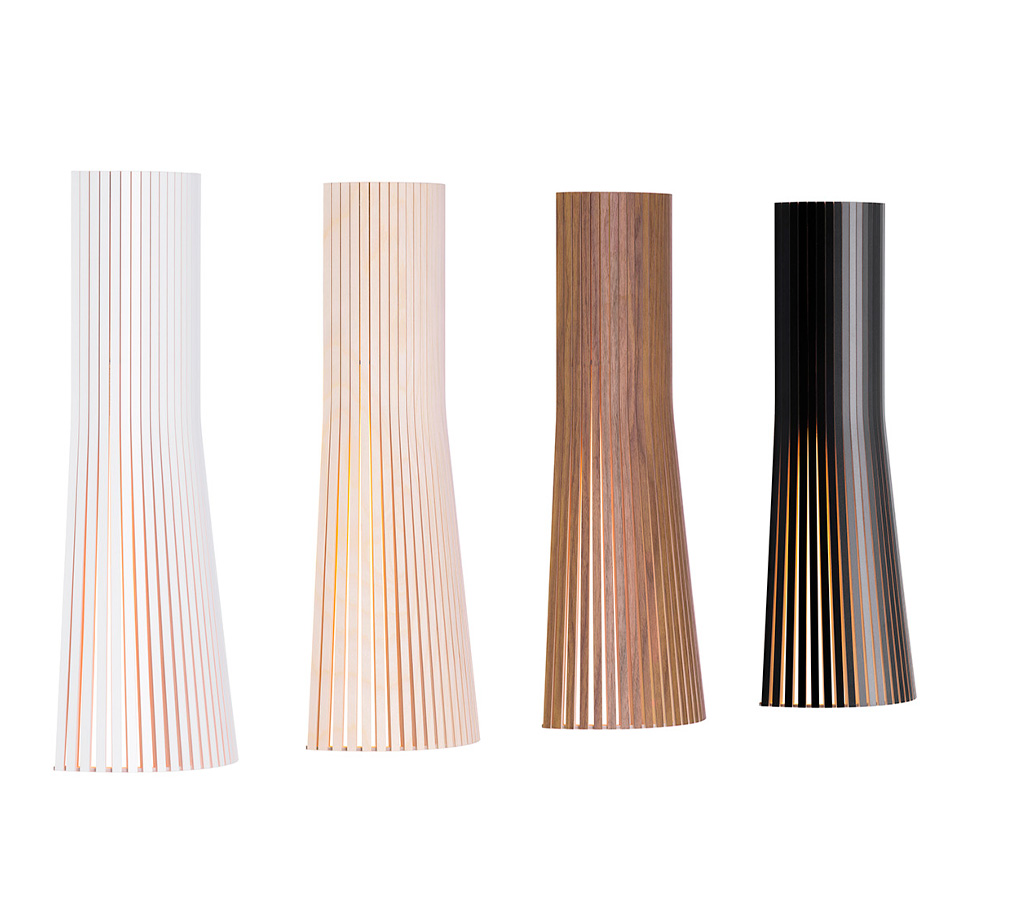 Secto Small 4231a wall lamp is available in four colours: birch, walnut, black and white.
