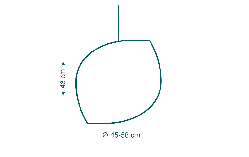 Secto Design Adilo 8200 pendant lamp is 43 cm high and its width is 58 cm.