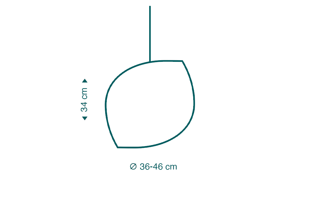 Secto Design Adilo Small 8201 pendant lamp is 34 cm high and its width is 46 cm.