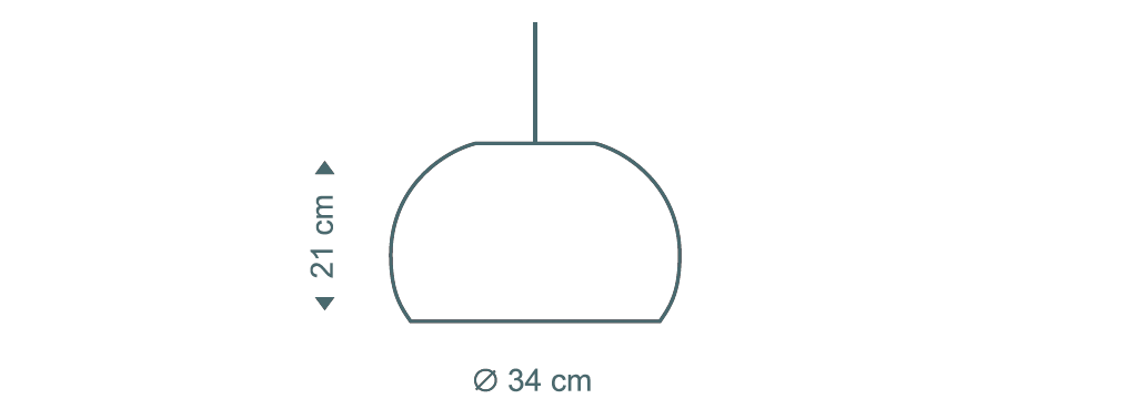 Secto Design Atto 5000 pendant lamp is 21 cm high and its diameter is 34 cm. 