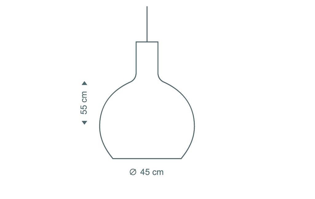 Secto Design Octo Small 4241 pendant lamp is 55 cm high and its diameter is 45 cm.