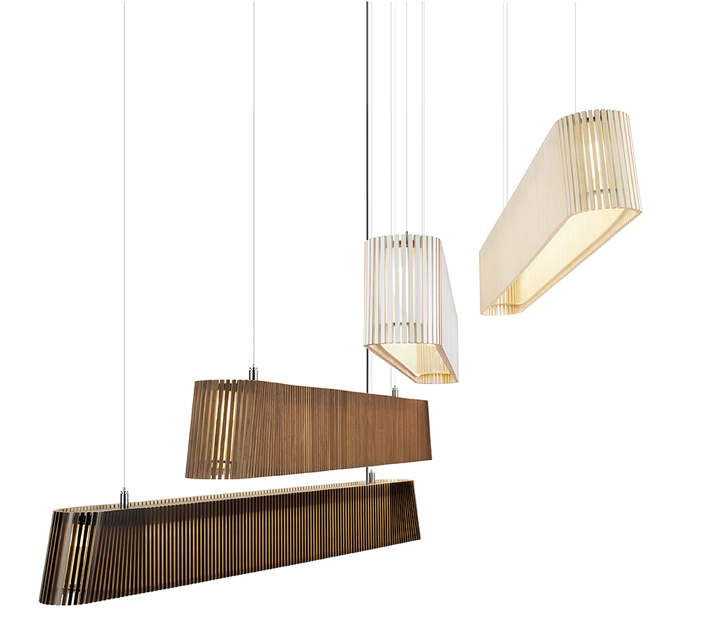 Secto Design Owalo 7000 pendant lamp is available in four colours: birch, walnut, black and white.