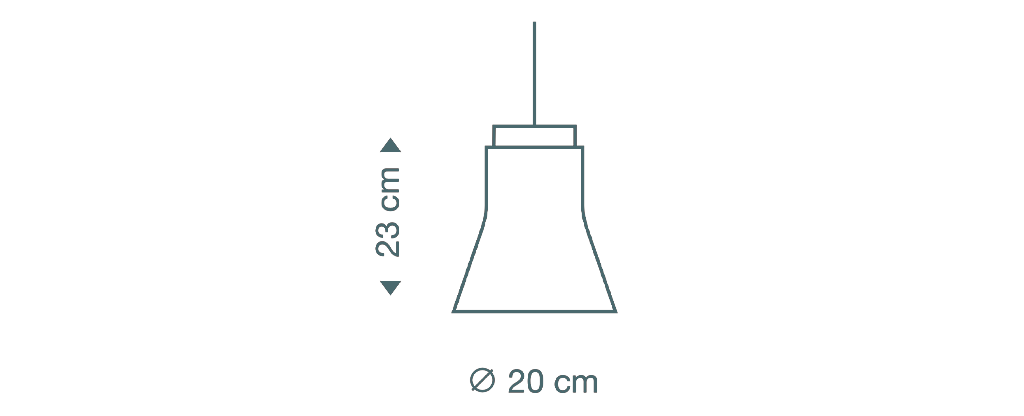 Secto Design Petite 4600 pendant lamp is 26 cm high and its diameter is 20 cm.