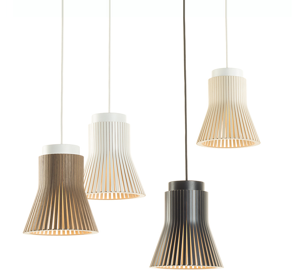 Secto Design Petite 4600 pendant lamp is available in four colours: birch, walnut, black and white.