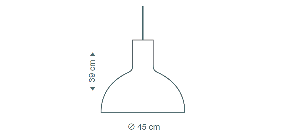 Secto Design Victo Small 4251 pendant lamp is 39 cm high and its diameter is 45 cm.