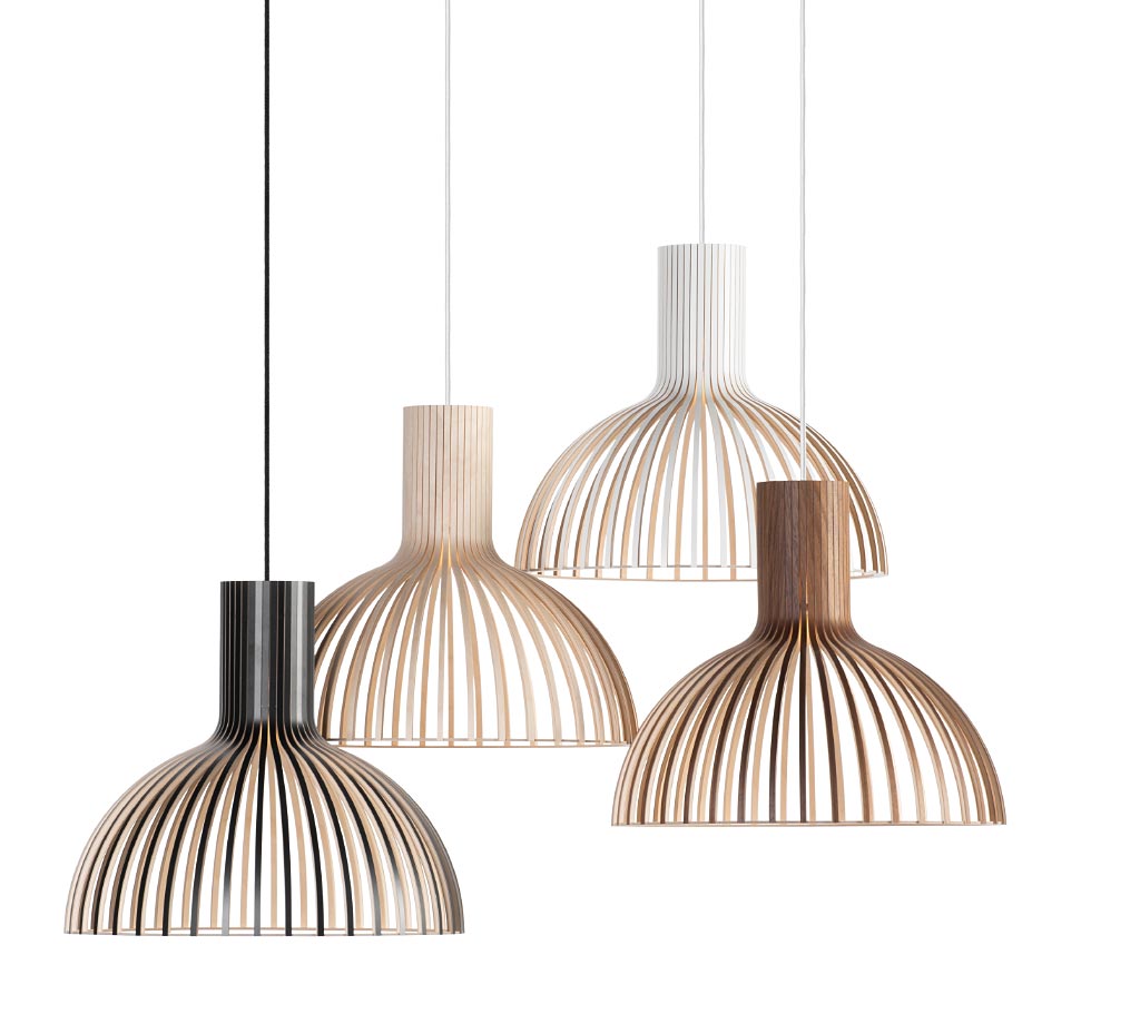Secto Design Victo Small 4251 pendant lamp is available in four colours: birch, walnut, black and white.