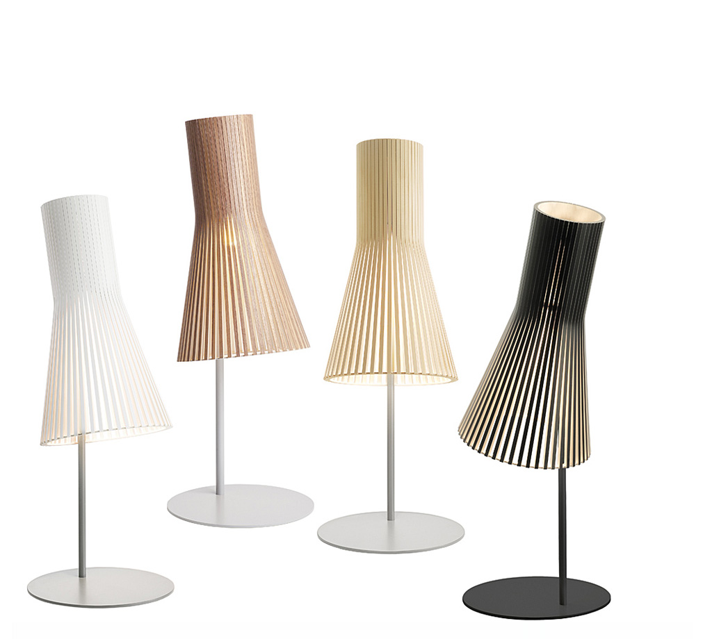 Secto 4220 table lamp is available in four colours: birch, walnut, black and white.