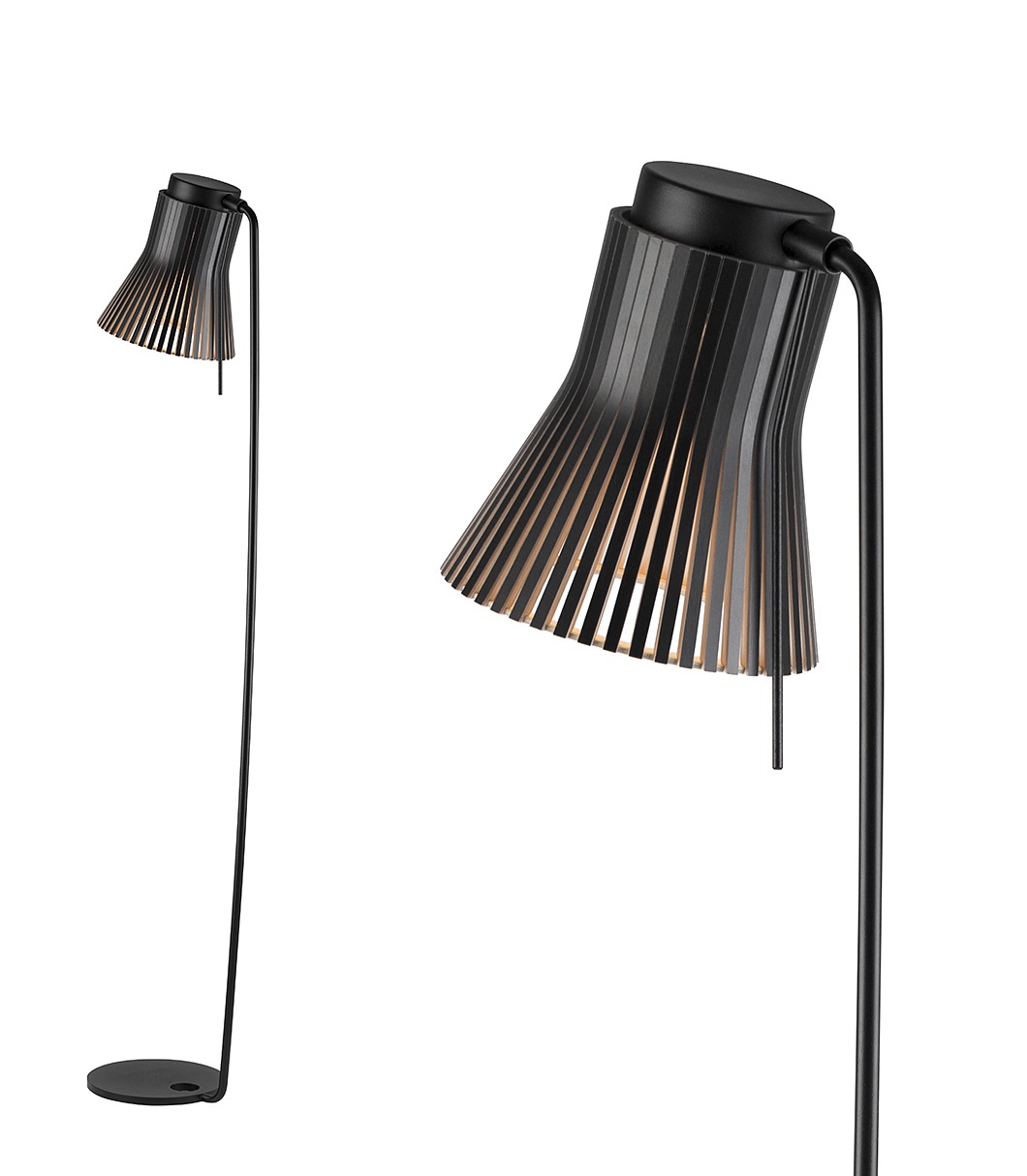 Petite 4610 floor lamp is available in black laminated