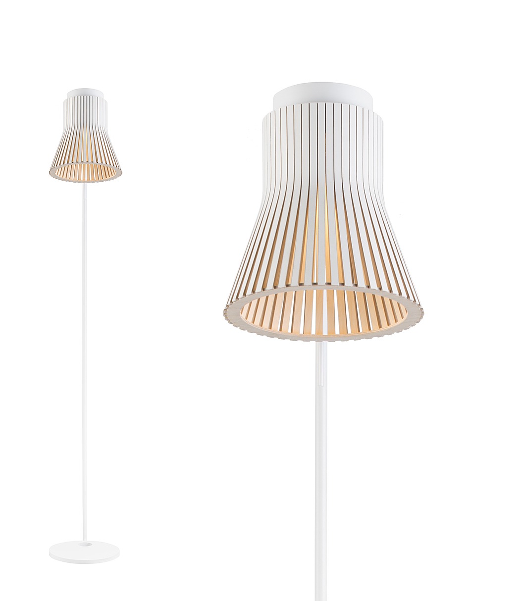 Petite 4610 floor lamp is available in white laminated