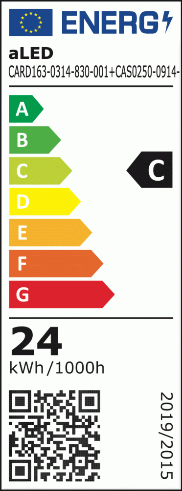 Das Energielabel zeigt die Energieeffizienzklasse dieses Leuchtenmodells.