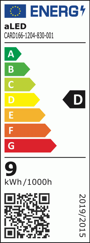 Das Energielabel zeigt die Energieeffizienzklasse dieses Leuchtenmodells.