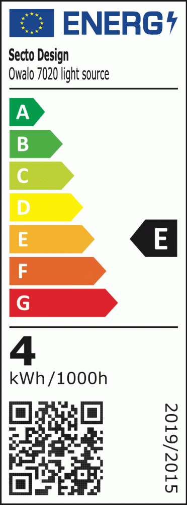 Das Energielabel zeigt die Energieeffizienzklasse dieses Leuchtenmodells.