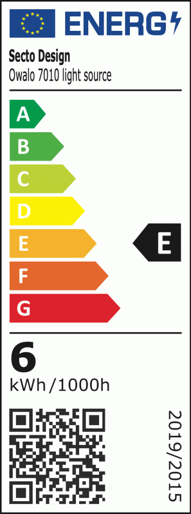 The energy label shows the energy efficiency class of this lamp model.