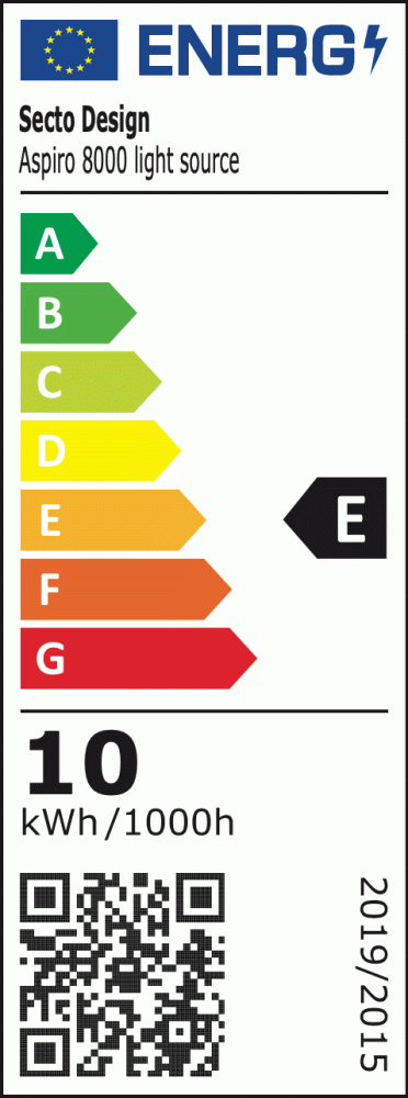 The energy label shows the energy efficiency class of this lamp model.