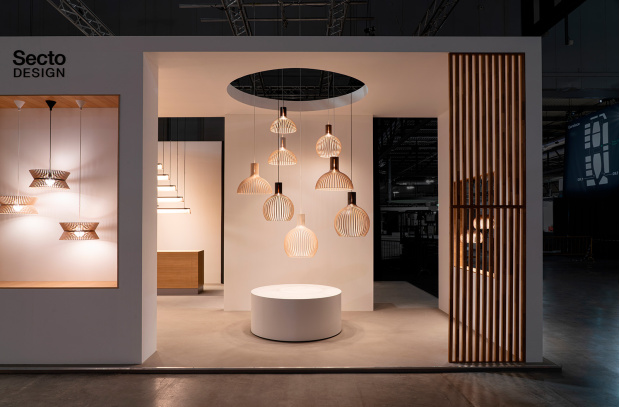 Octo 4240   Octo Small 4241   Victo 4250   Victo Small 4251   Secto Design at Euroluce 2023.  Milan, Italy.  Photo by Antti Laine.