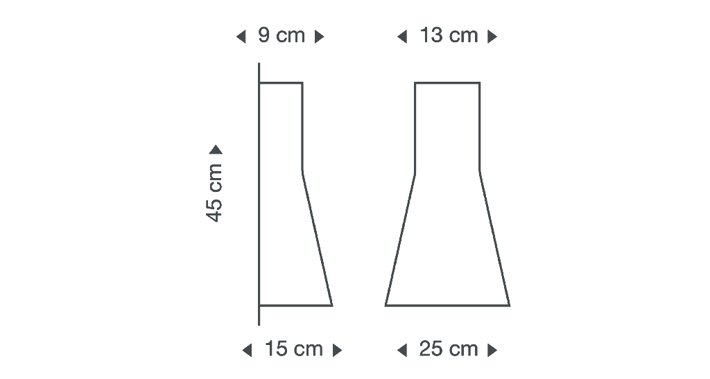 Secto Small 4231 wall lamp is 45 cm high and its diameter is 25 cm.